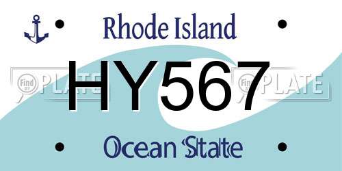 HY567 Rhode Island License Plate