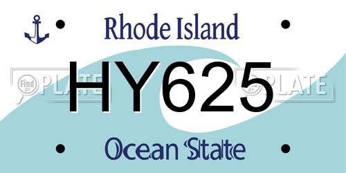 HY625 Rhode Island License Plate