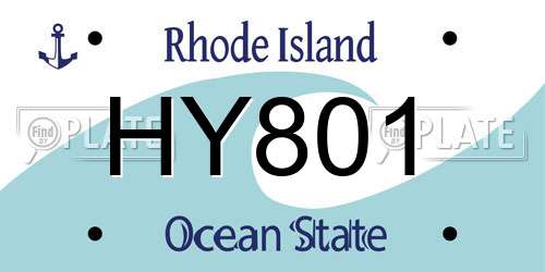 HY801 Rhode Island License Plate
