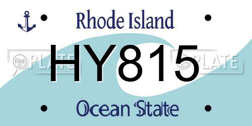 HY815 Rhode Island License Plate