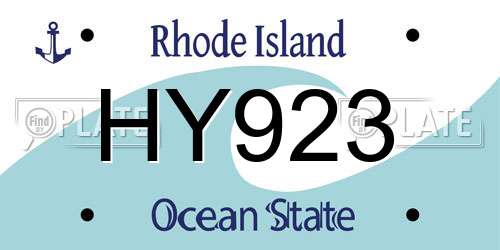 HY923 Rhode Island License Plate