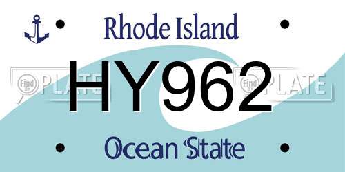 HY962 Rhode Island License Plate