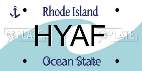 HYAF Rhode Island License Plate