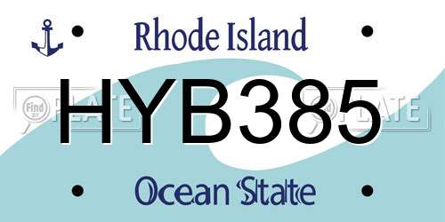 HYB385 Rhode Island License Plate