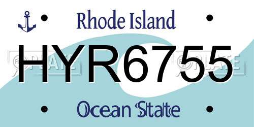 HYR6755 Rhode Island License Plate
