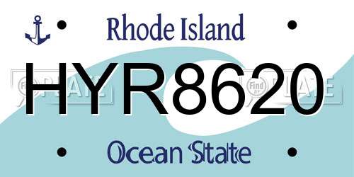 HYR8620 Rhode Island License Plate