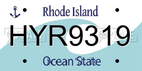 HYR9319 Rhode Island License Plate