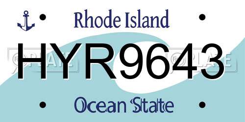 HYR9643 Rhode Island License Plate