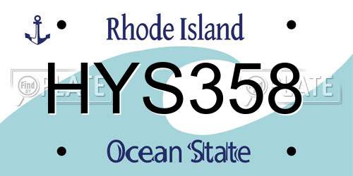 HYS358 Rhode Island License Plate