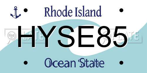 HYSE85 Rhode Island License Plate