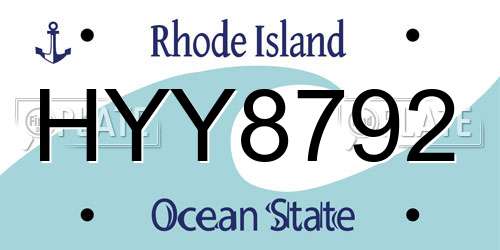 HYY8792 Rhode Island License Plate