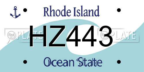 HZ443 Rhode Island License Plate