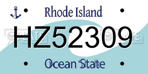 HZ52309 Rhode Island License Plate