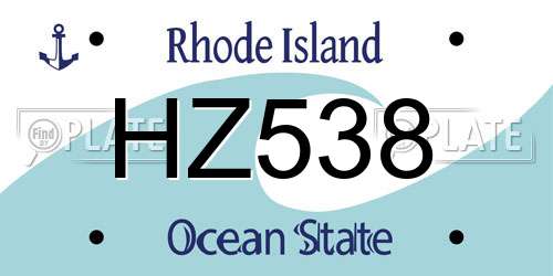 HZ538 Rhode Island License Plate