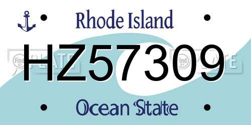 HZ57309 Rhode Island License Plate