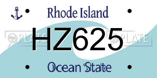 HZ625 Rhode Island License Plate