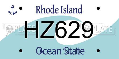 HZ629 Rhode Island License Plate