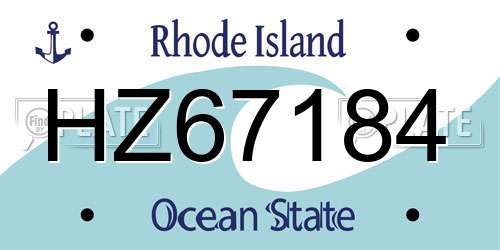 HZ67184 Rhode Island License Plate