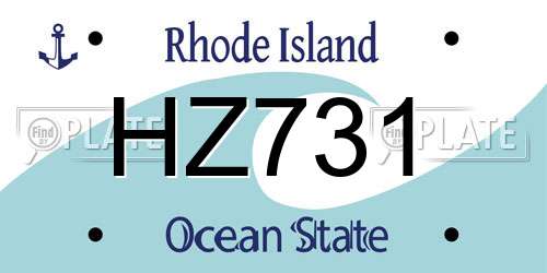HZ731 Rhode Island License Plate