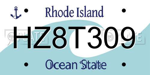 HZ8T309 Rhode Island License Plate