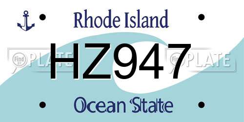 HZ947 Rhode Island License Plate