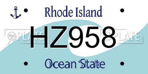HZ958 Rhode Island License Plate