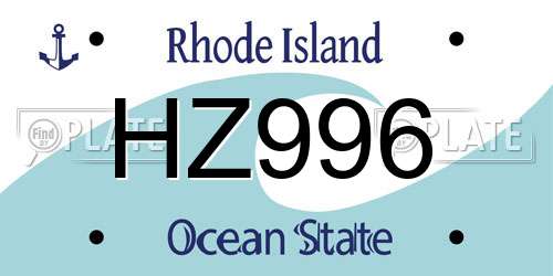 HZ996 Rhode Island License Plate