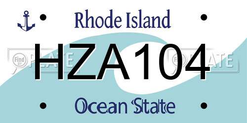 HZA104 Rhode Island License Plate