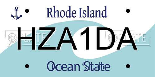 HZA1DA Rhode Island License Plate