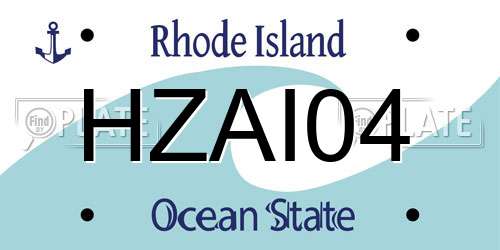 HZAI04 Rhode Island License Plate