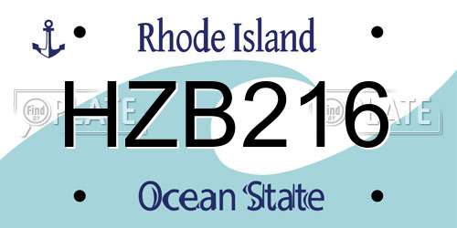 HZB216 Rhode Island License Plate