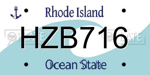 HZB716 Rhode Island License Plate