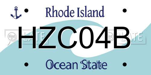 HZC04B Rhode Island License Plate