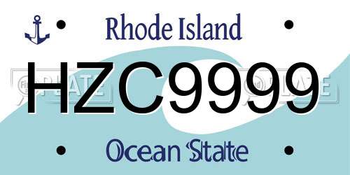 HZC9999 Rhode Island License Plate