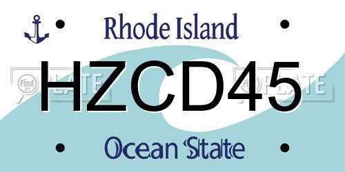 HZCD45 Rhode Island License Plate