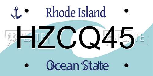 HZCQ45 Rhode Island License Plate