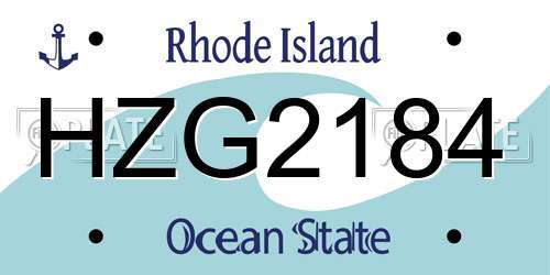 HZG2184 Rhode Island License Plate