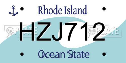 HZJ712 Rhode Island License Plate