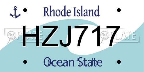 HZJ717 Rhode Island License Plate