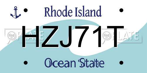 HZJ71T Rhode Island License Plate