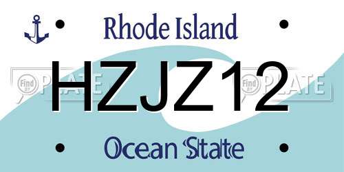 HZJZ12 Rhode Island License Plate