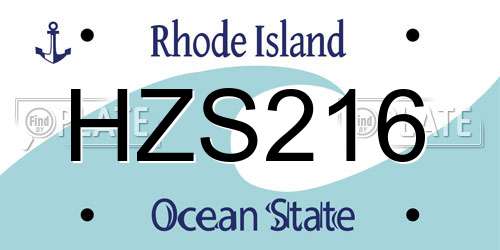 HZS216 Rhode Island License Plate