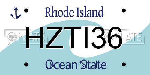 HZTI36 Rhode Island License Plate