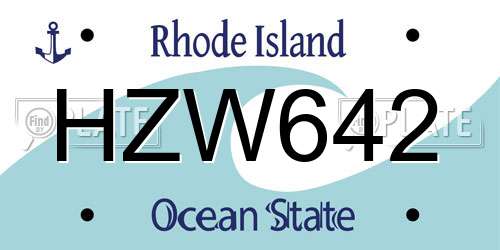 HZW642 Rhode Island License Plate
