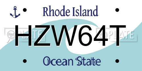 HZW64T Rhode Island License Plate