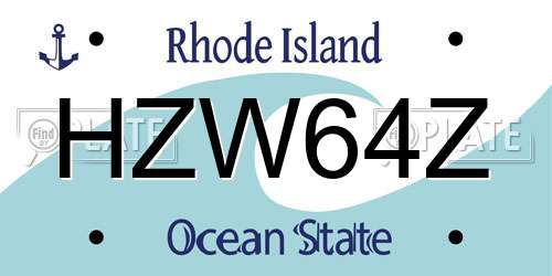 HZW64Z Rhode Island License Plate