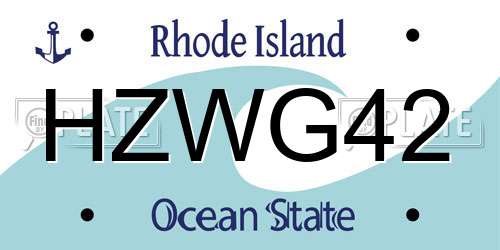 HZWG42 Rhode Island License Plate