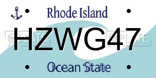 HZWG47 Rhode Island License Plate