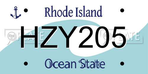 HZY205 Rhode Island License Plate
