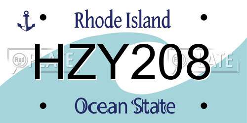 HZY208 Rhode Island License Plate